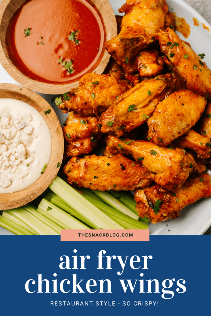 Pinterest image for homemade buffalo wings in the air fryer.